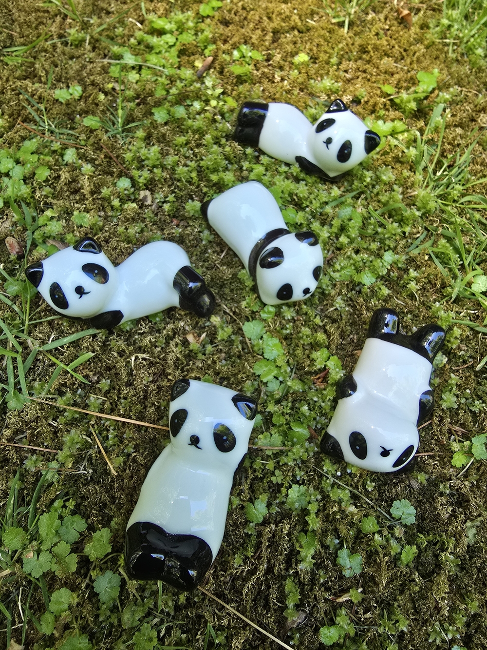 Ceramic Panda Chopstick Holder Or Figurine Set